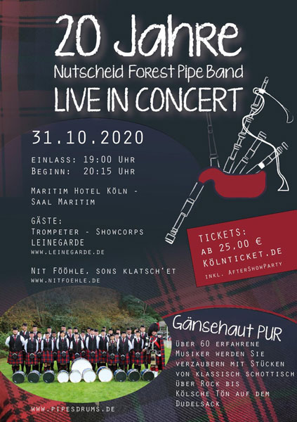 Plakat Jubiläumskonzert Nutscheid Forest Pipe Band